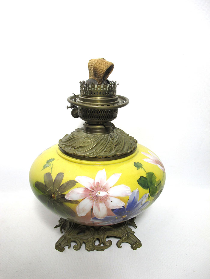 Antique Gone With The Wind GWTW Parlor P&A Burner Double Wick Oil Lamp
