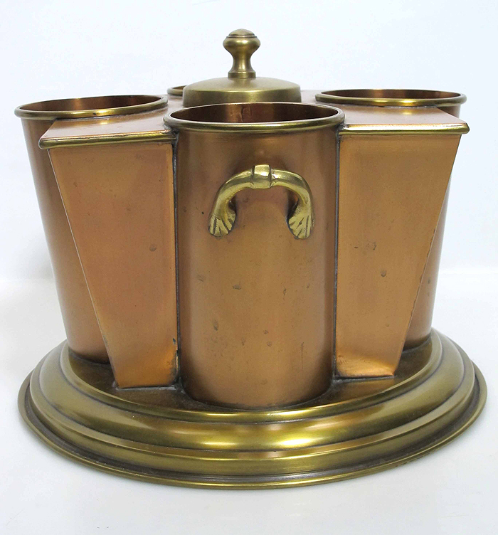 Vintage Art Deco Solid Copper Brass Wine Champagne 4 Bottle Chiller